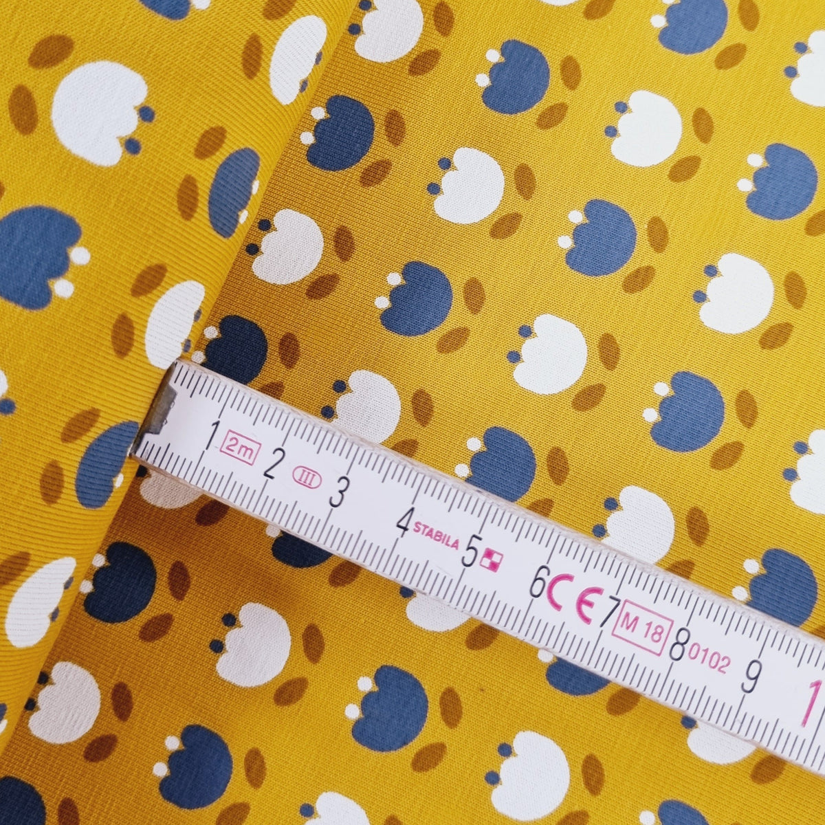 Jersey Retro Blümchen senf