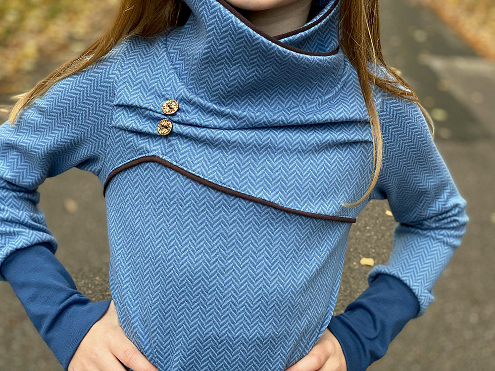 BIO-Jacquard Jersey, Fischgrät, Stoffonkel, jeans