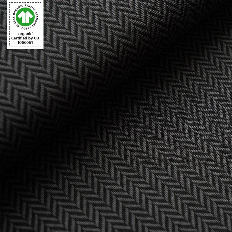 BIO-Jacquard Jersey, Fischgrät, Stoffonkel, schwarz-grau