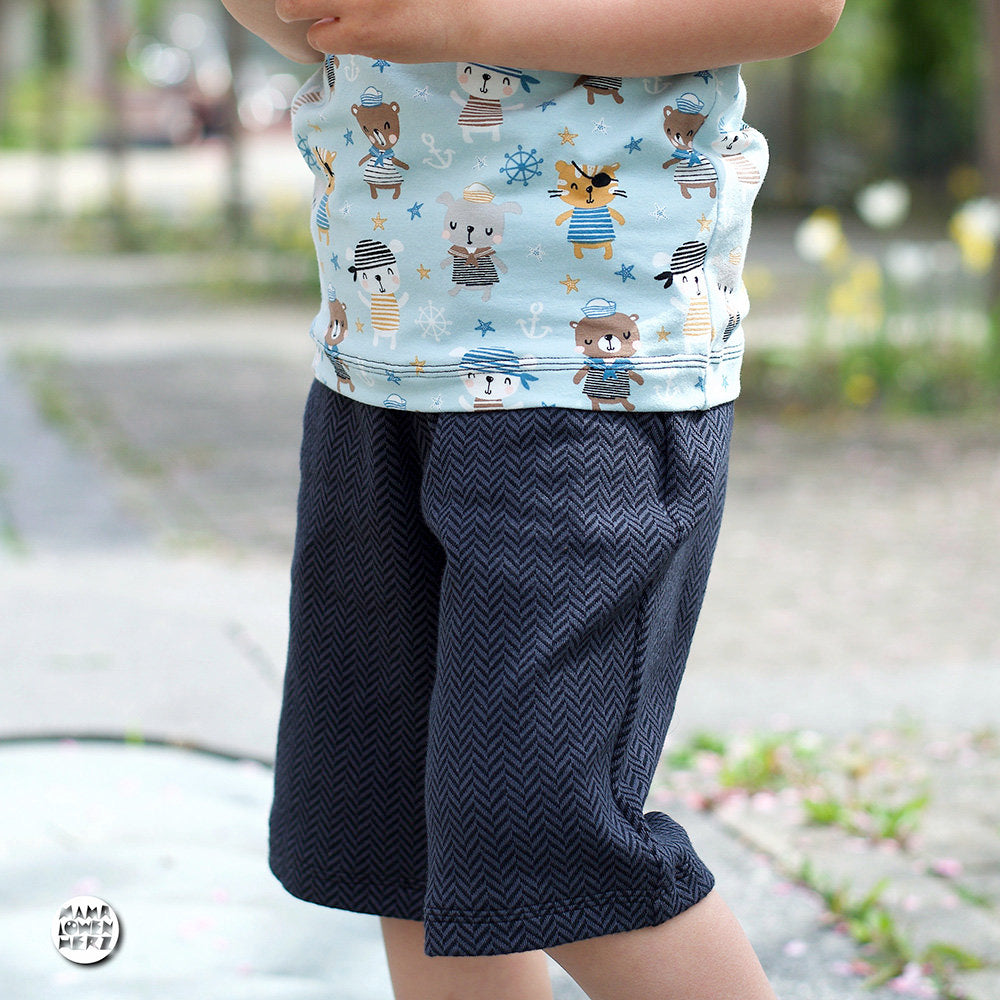 BIO-Jacquard Jersey, Fischgrät, Stoffonkel, schwarz-grau