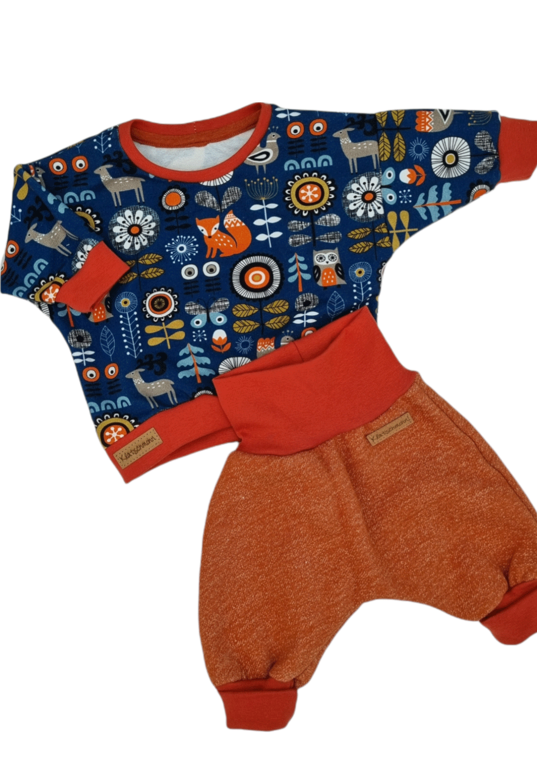 2-tlg. Set Waldtiere, bestehend aus Sweater & Mitwachshose