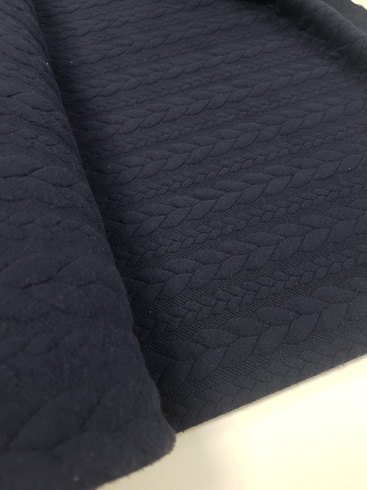 Jacquard-Jersey, Zopfstrick, marine