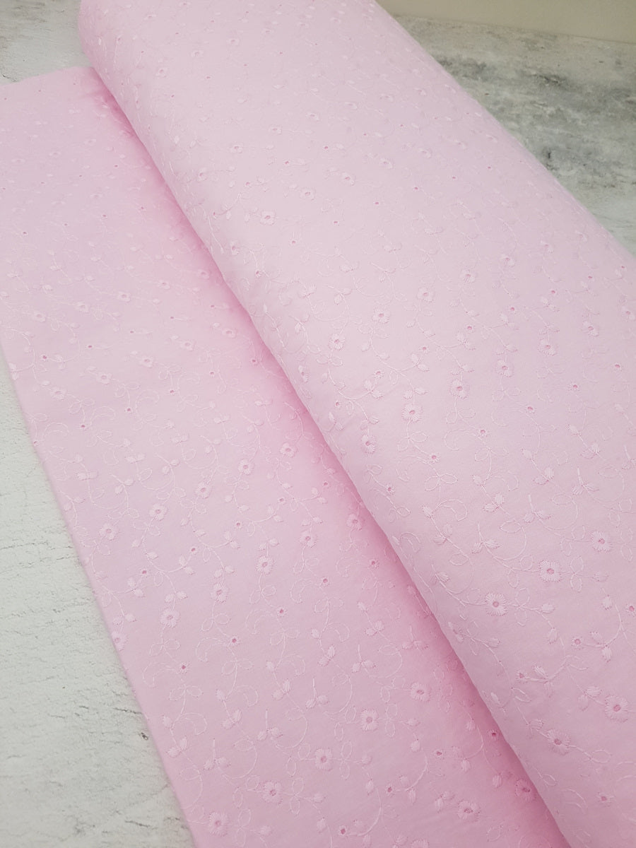 Spitzen-Stoff, Batist-Stickerei, rosa
