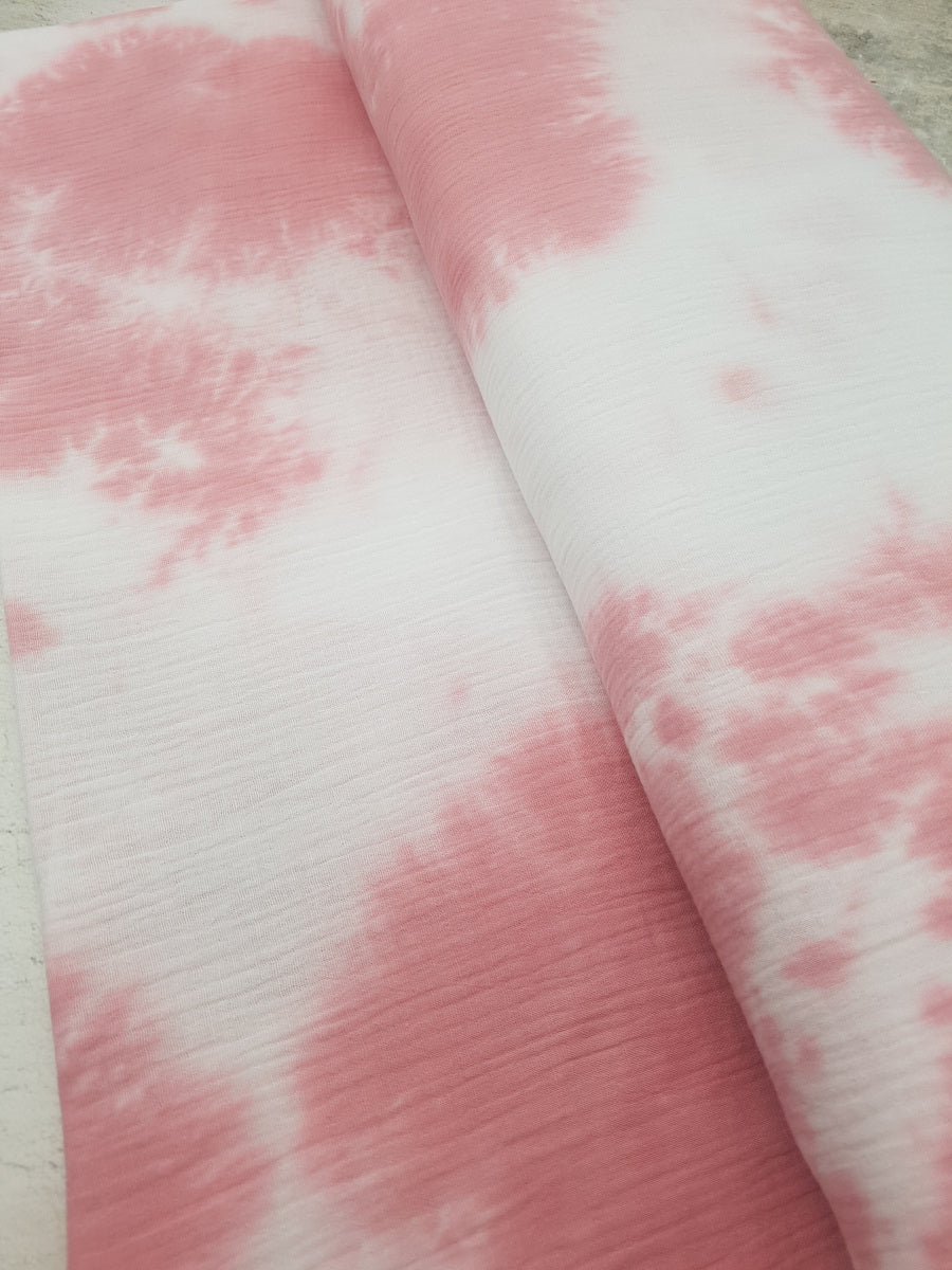 Musselin Batik rosa-weiß