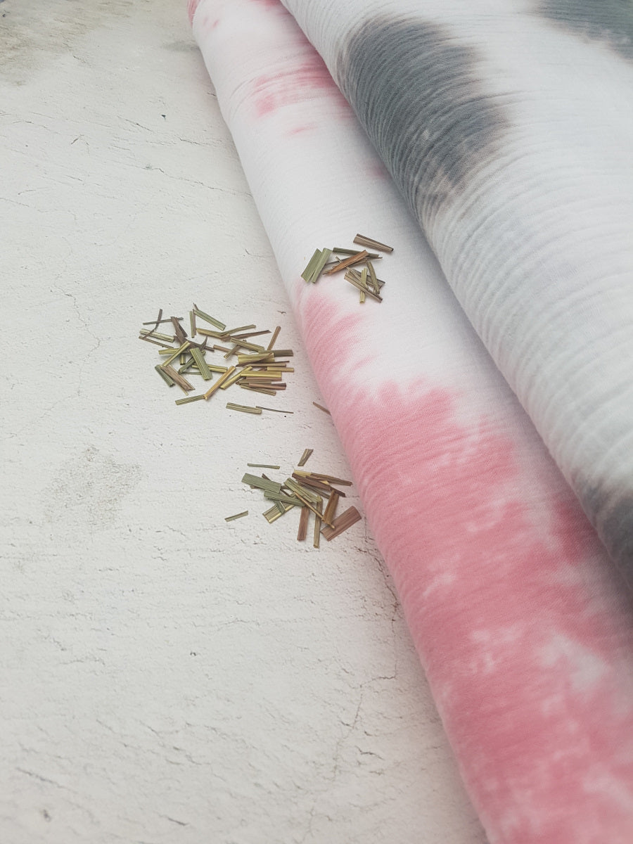 Musselin Batik rosa-weiß