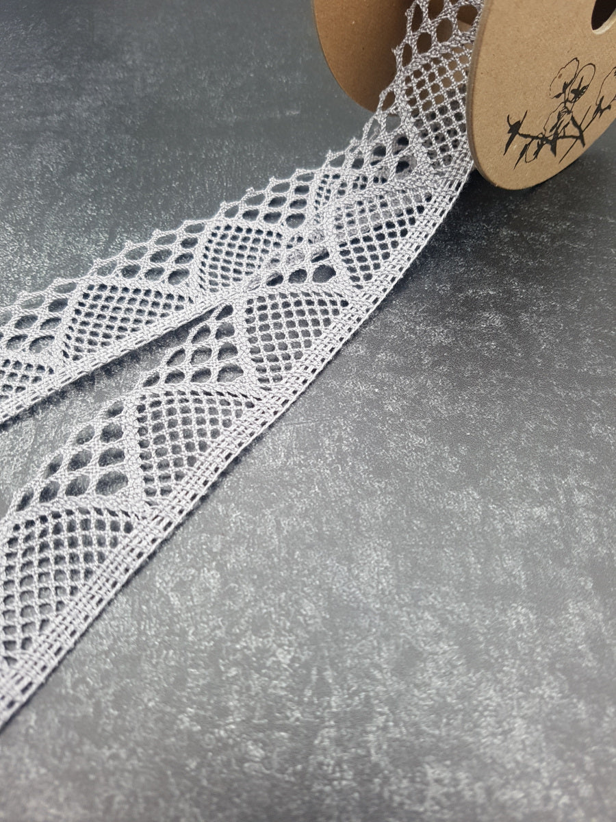 Klöppelspitze, grau, Breite: 3,5cm