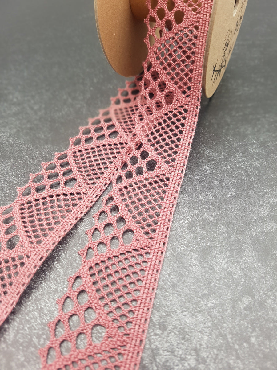 Klöppelspitze, altrosa, Breite: 3,5cm