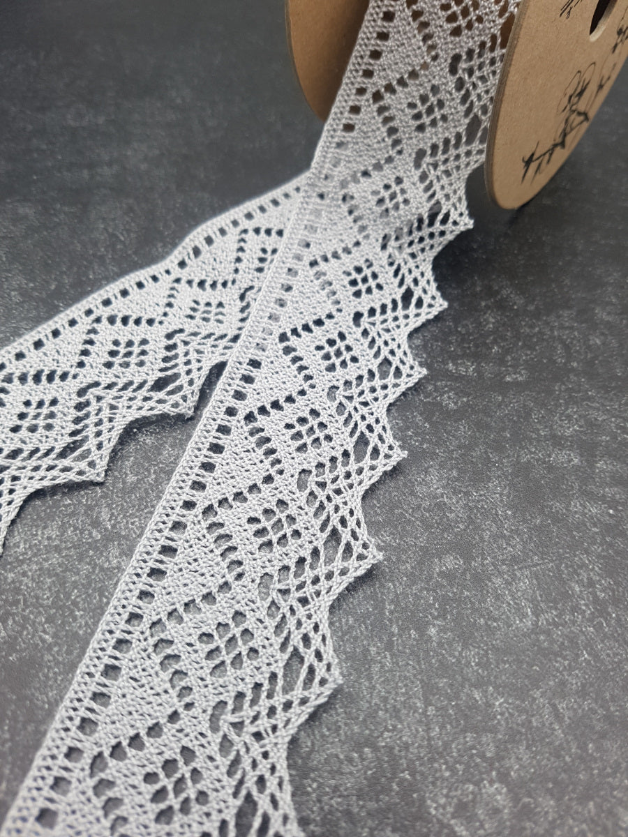 Klöppelspitze, grau, Breite: 4,1cm