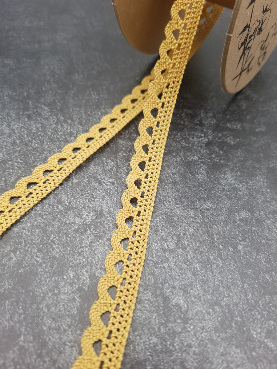 Klöppelspitze, senf, Breite: 1,2cm