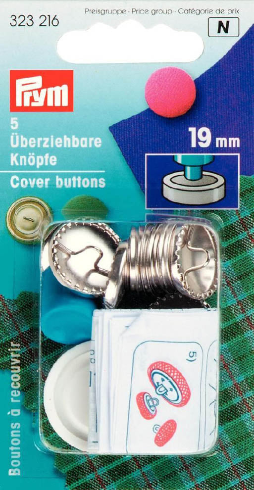 Prym 5 Überziehbare Knöpfe KST 19 mm weiß
