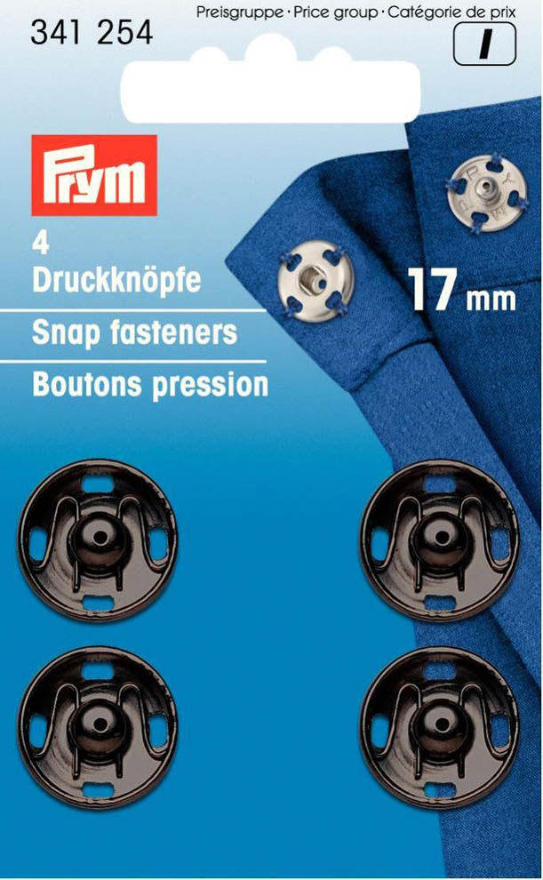 Prym 4 Annäh-Druckknöpfe MS 17 mm schwarz