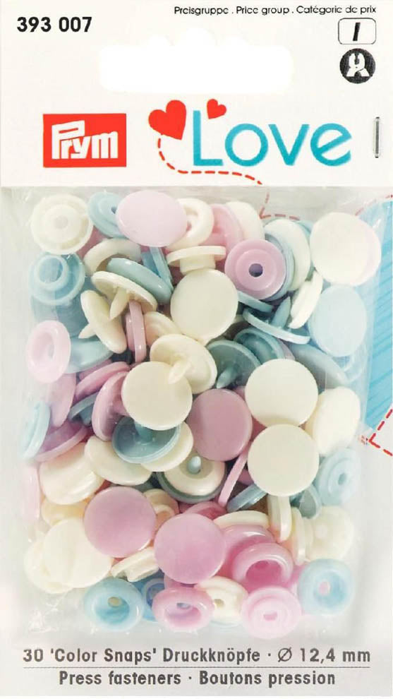 Prym Love 30 Druckknöpfe Color KST 12,4mm rosa/hellblau/perle