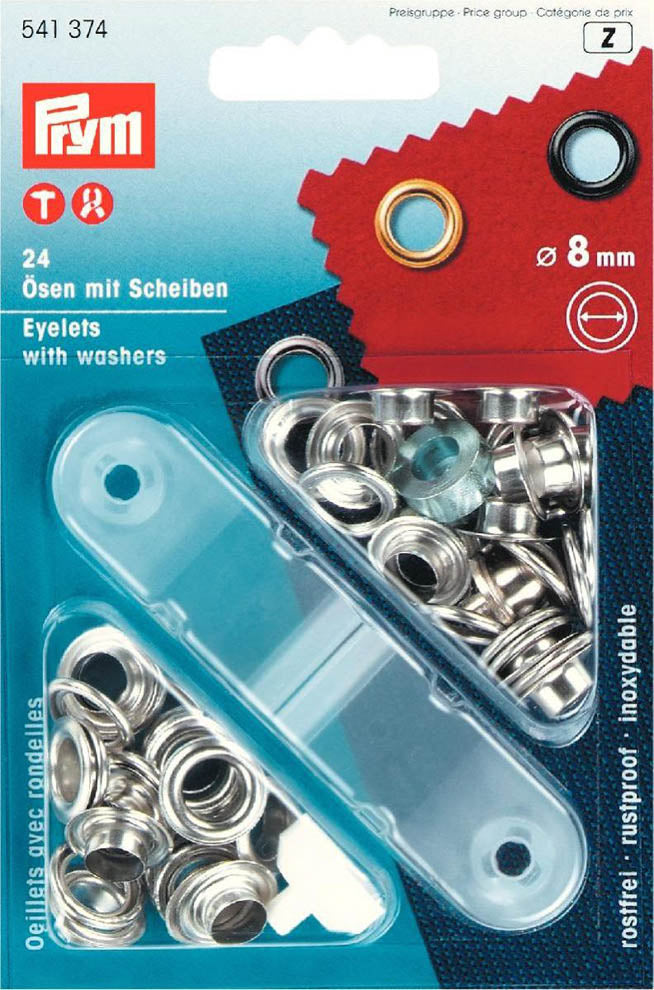 Prym 24 Ösen und Scheiben MS 8,0 mm silberfarbig