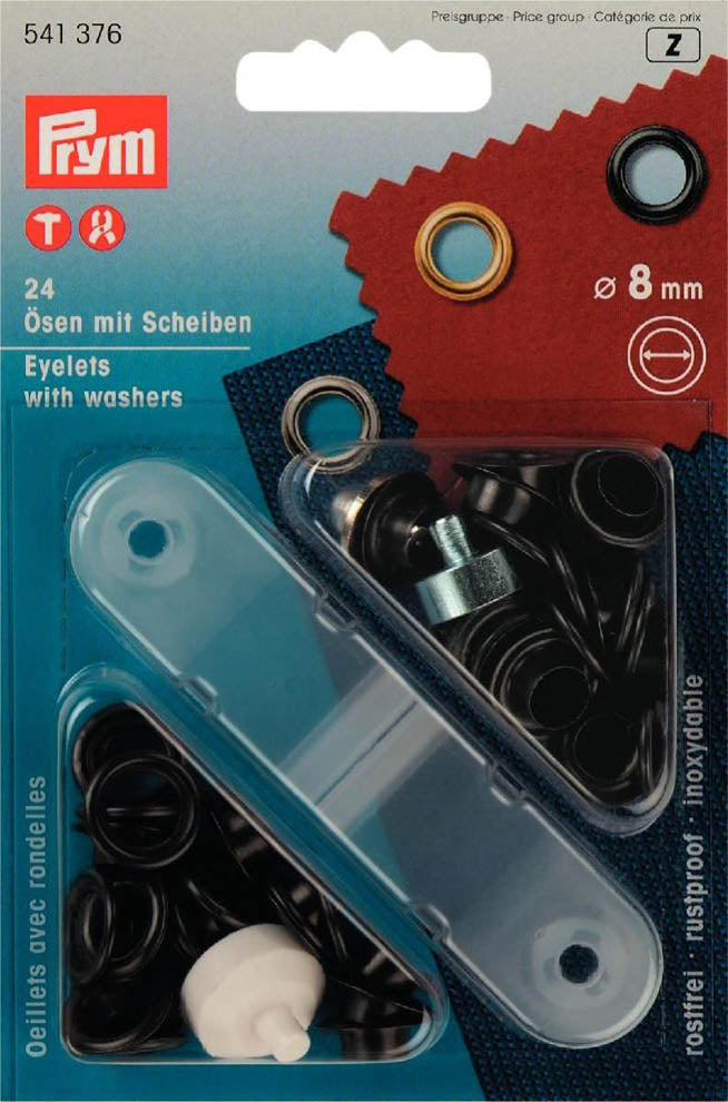 Prym 24 Ösen und Scheiben MS 8,0 mm brüniert