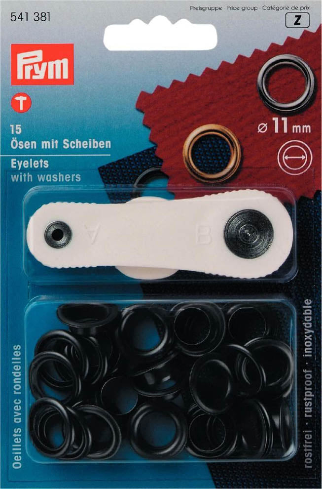 Prym 15 Ösen und Scheiben MS 11,0 mm brüniert