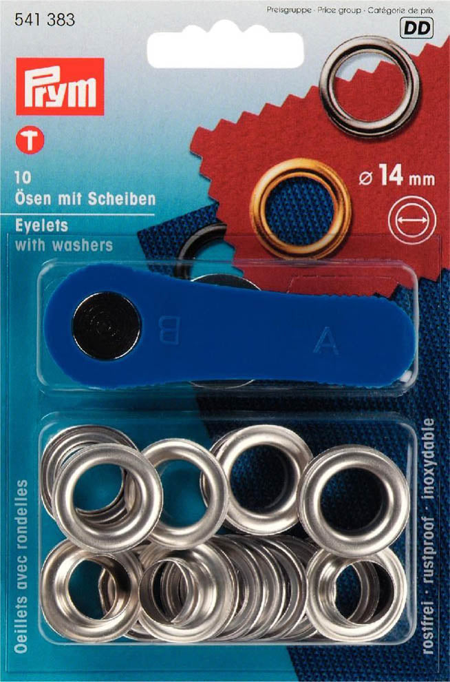 Prym 10 Ösen und Scheiben MS 14,0 mm silberfarbig