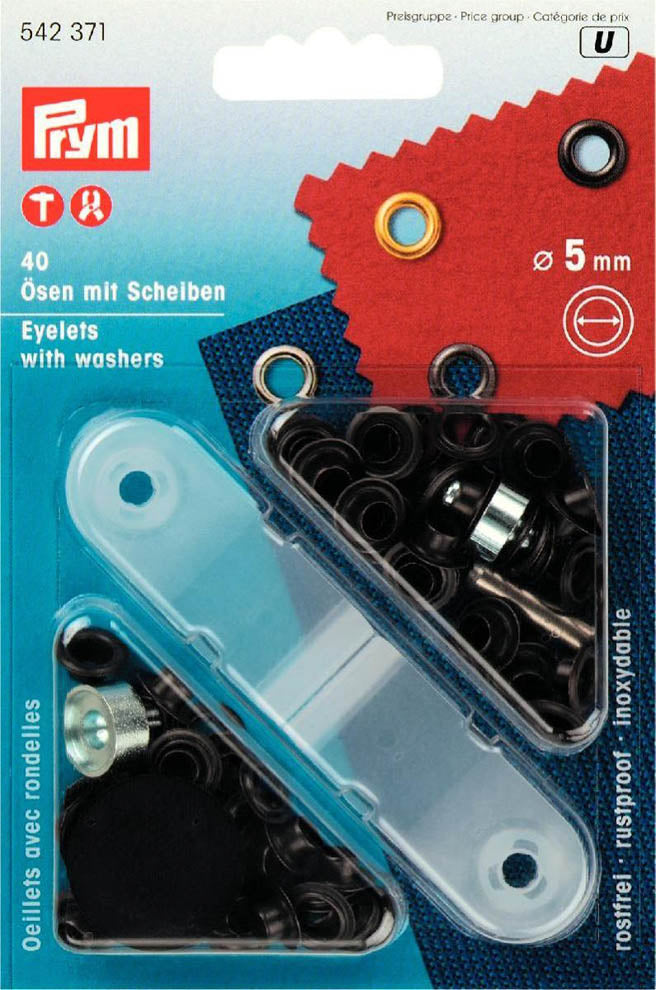 Prym 40 Ösen und Scheiben MS 5,0 mm brüniert