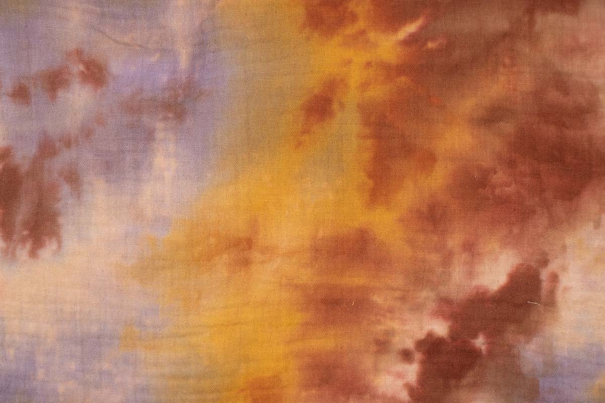 Musselin Batik Braun / Gelb / Blau