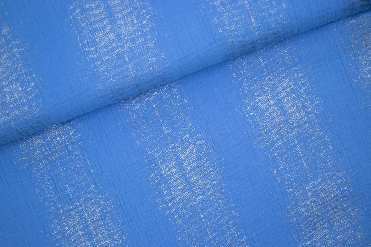 Krinkelmusselin mit Hot Foil Veredelung azurblau