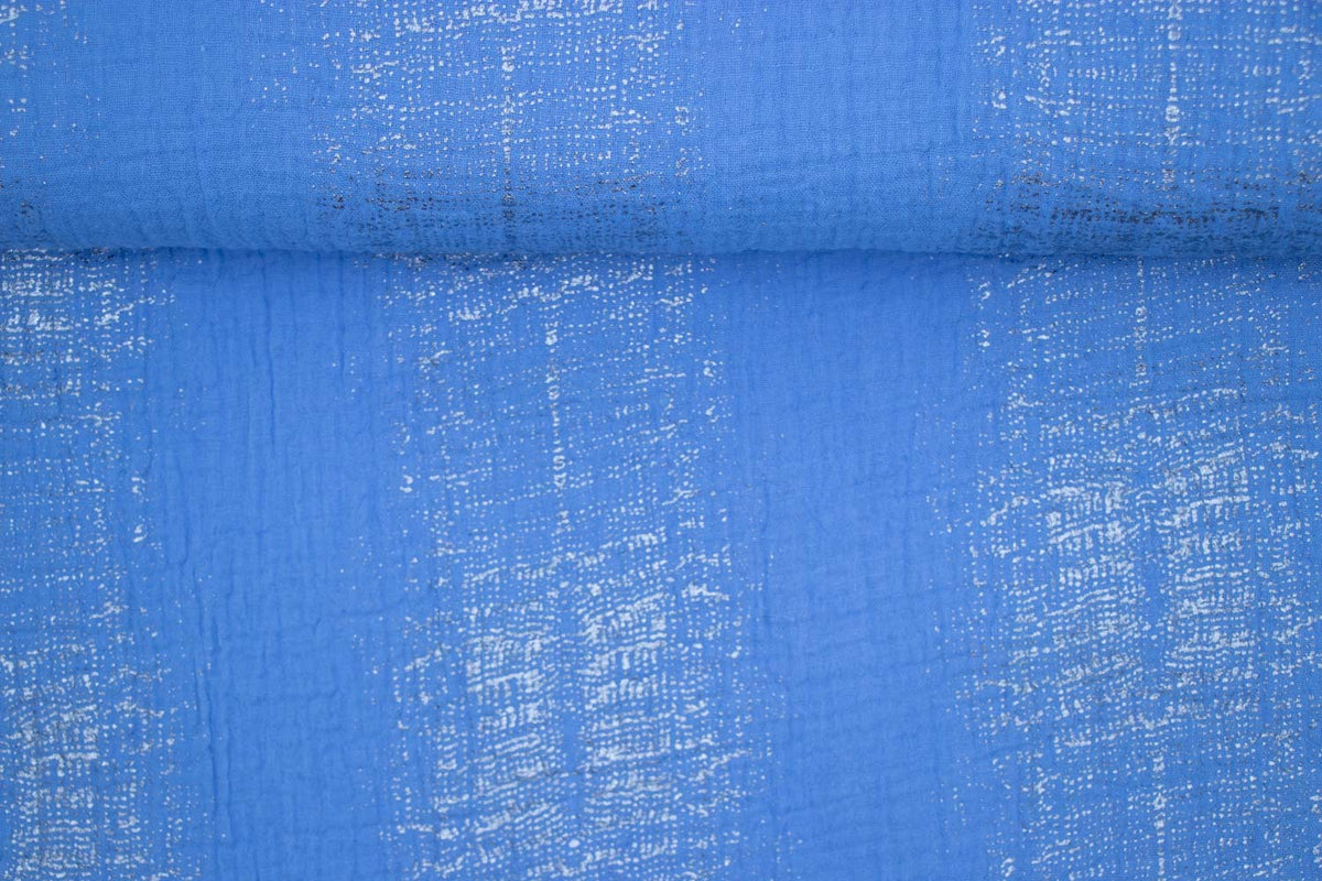Krinkelmusselin mit Hot Foil Veredelung azurblau