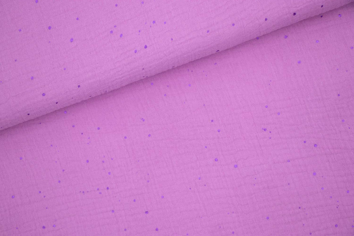 Krinkelmusselin mit Hot Foil Veredelung Punkte - flieder