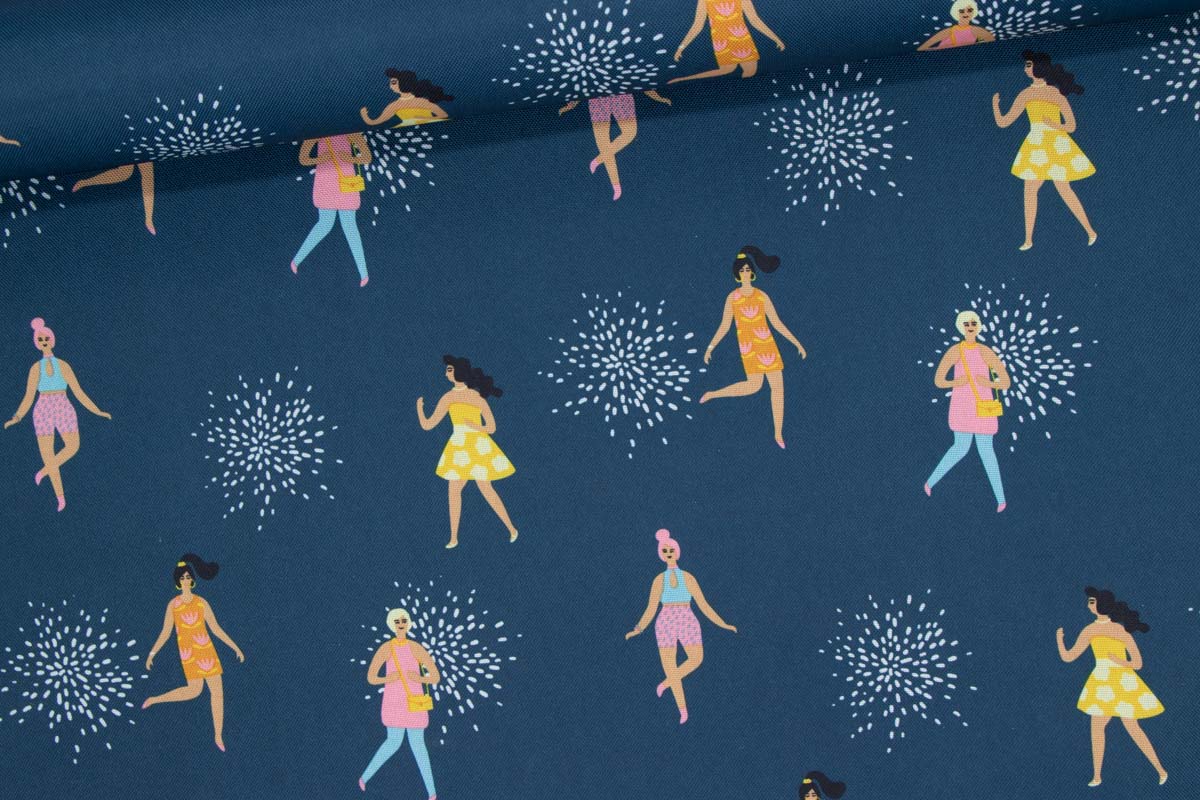 Dekostoff, wasserabweisend beschichtet, Tanzende Frauen