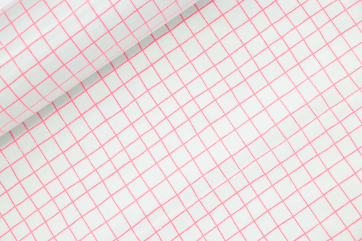 Wachstuch Kariert Weiß-Rosa