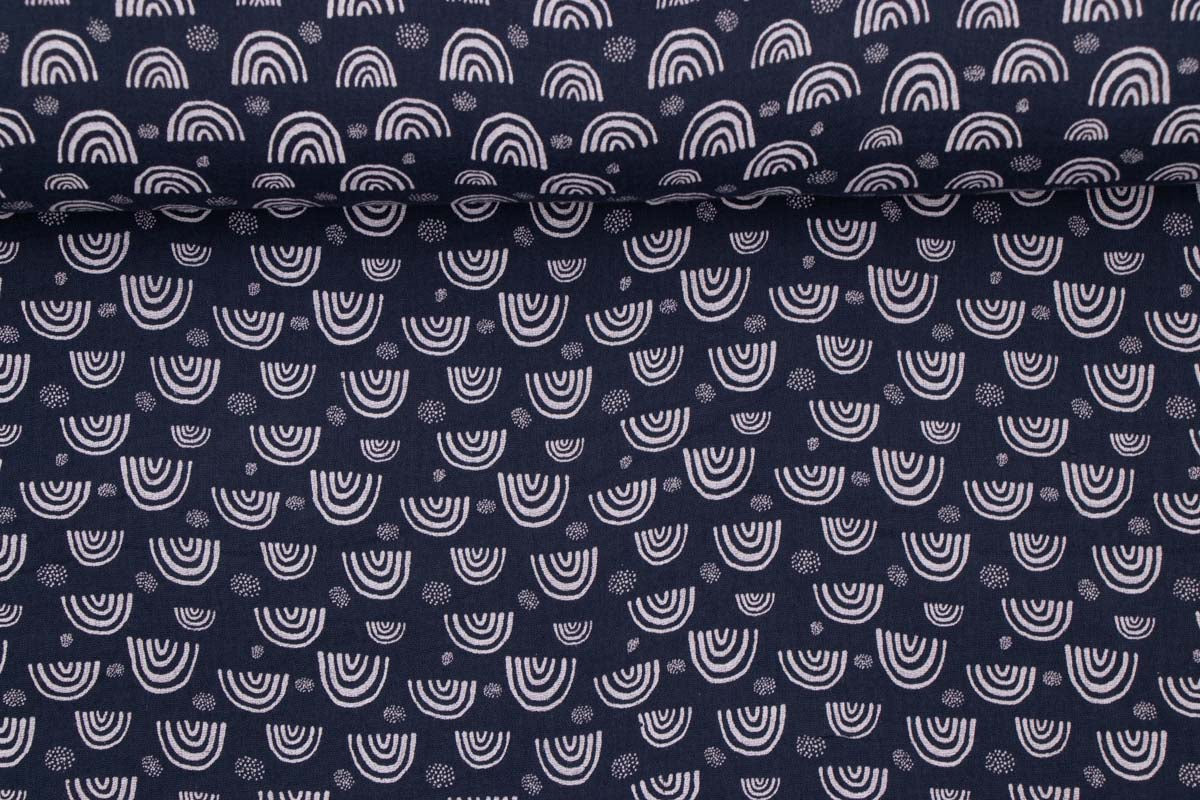 Musselin mit Regenbogen, dunkelblau