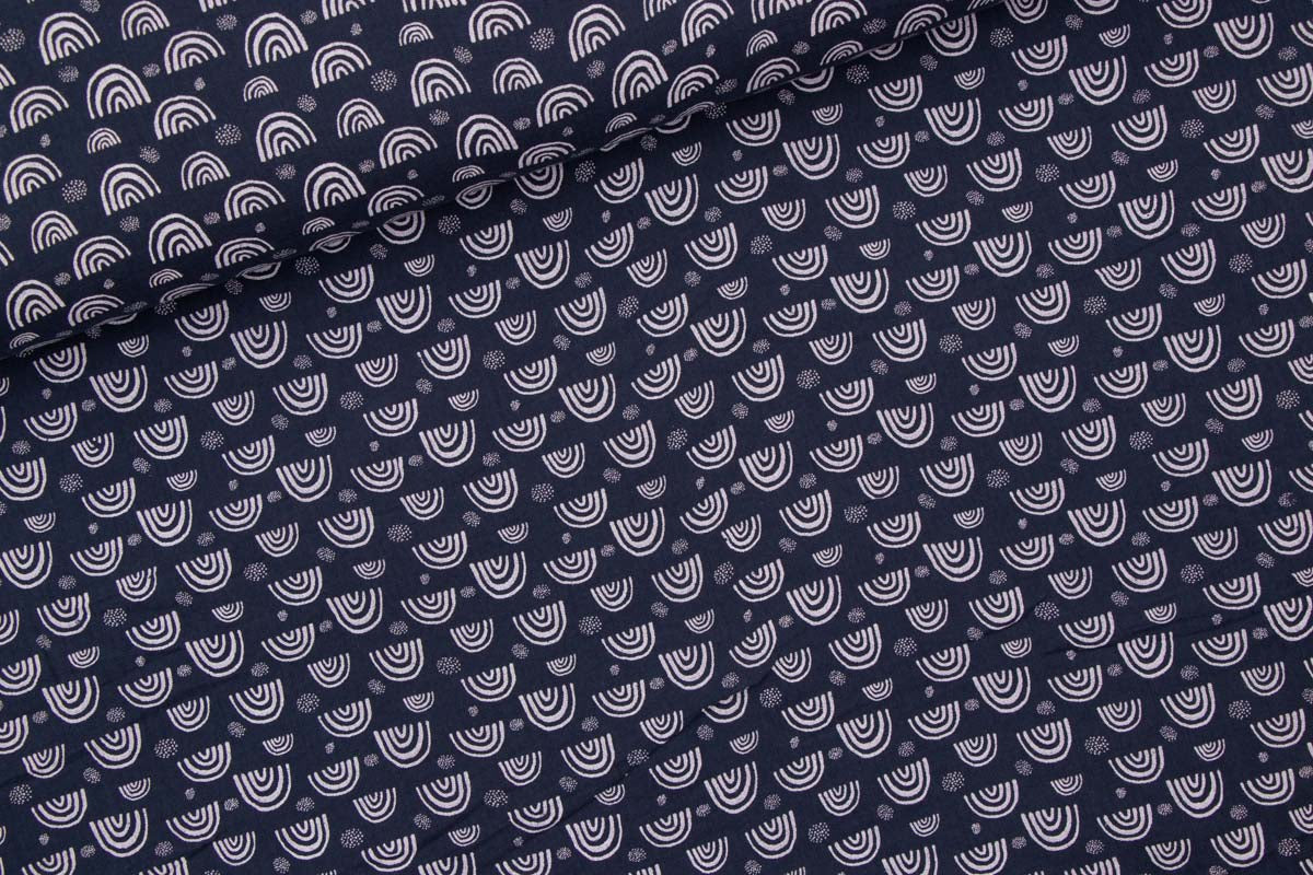 Musselin mit Regenbogen, dunkelblau