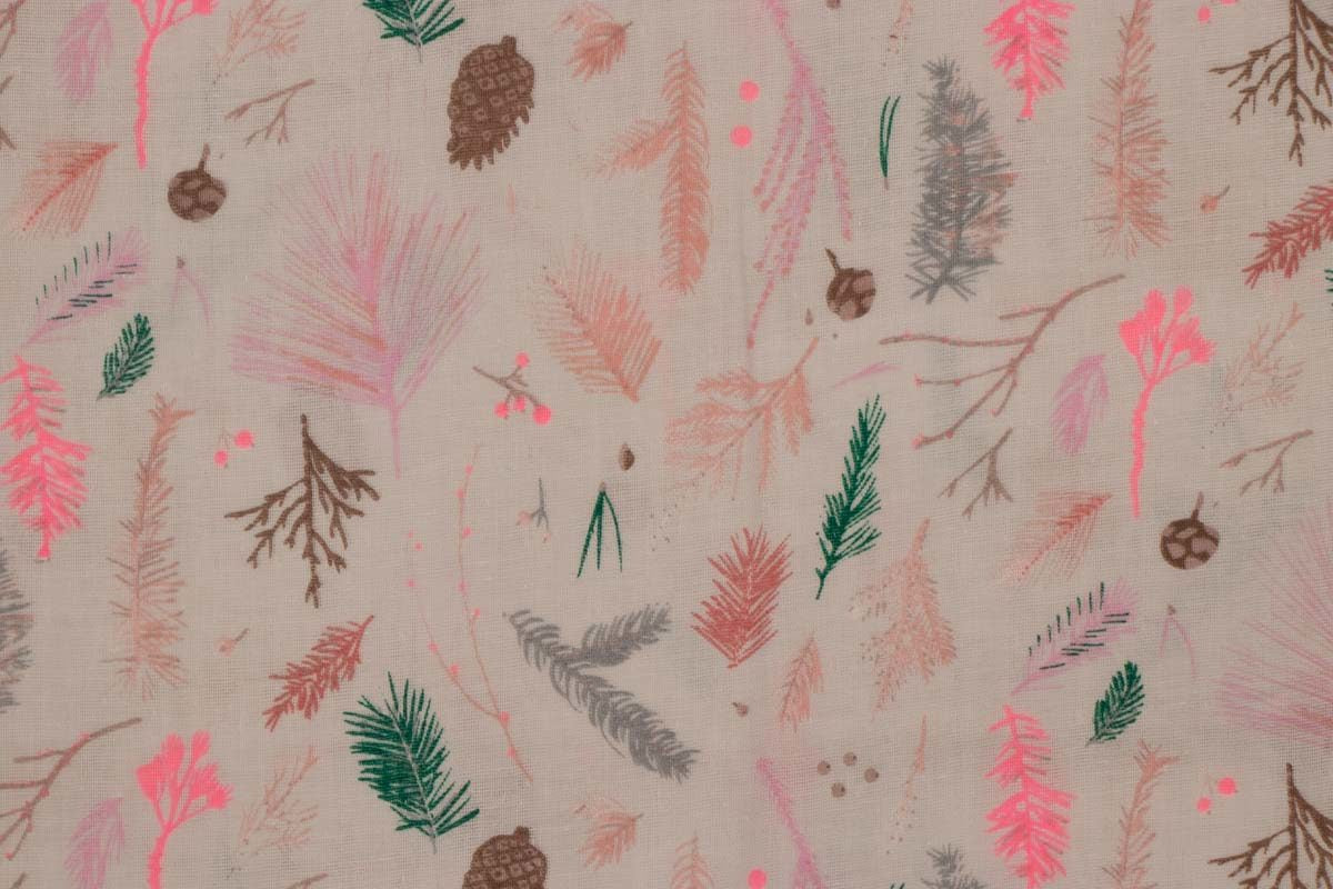 Musselin Zweige auf pastellrosa RICO