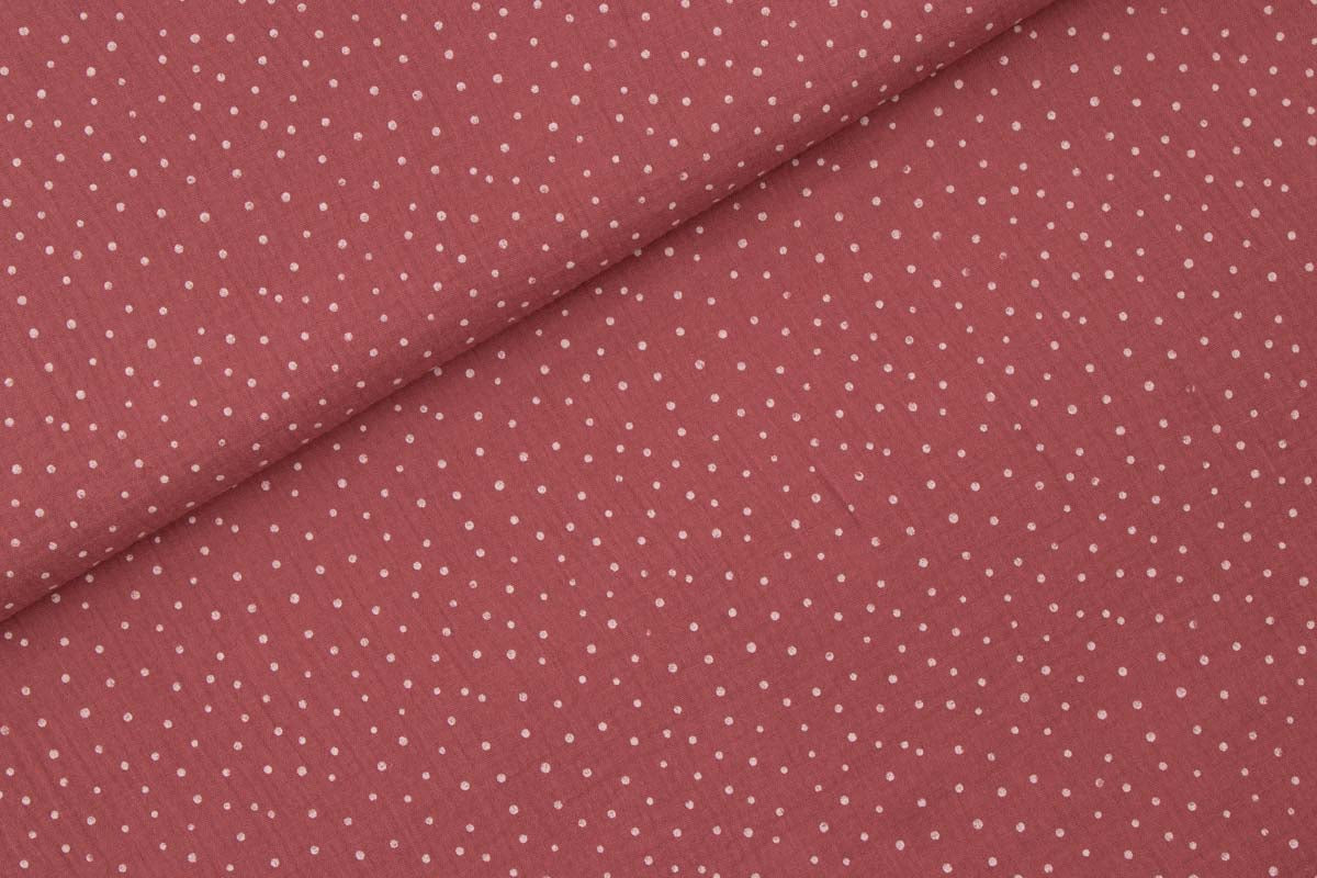 Musselin Malve mit weißen Pünktchen
