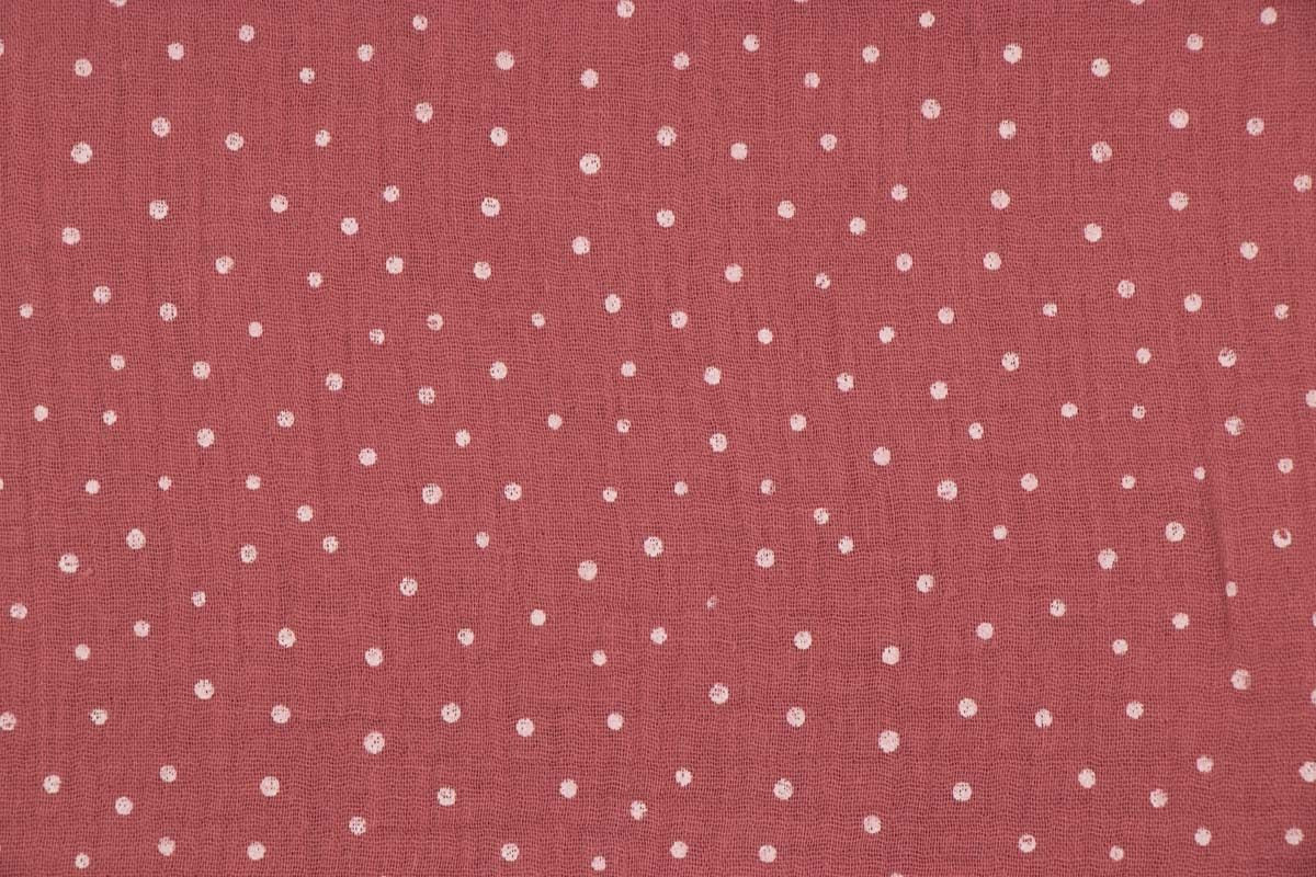 Musselin Malve mit weißen Pünktchen