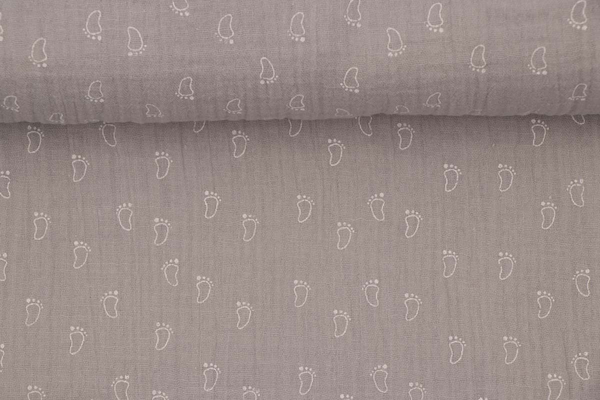 Musselin beige mit Fußabdrücken