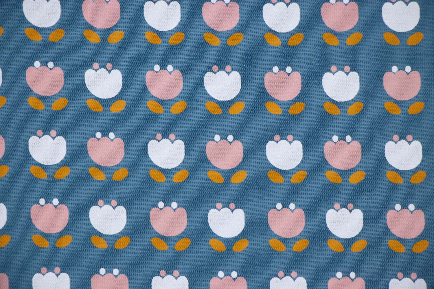 Jersey Blau mit Tulpen