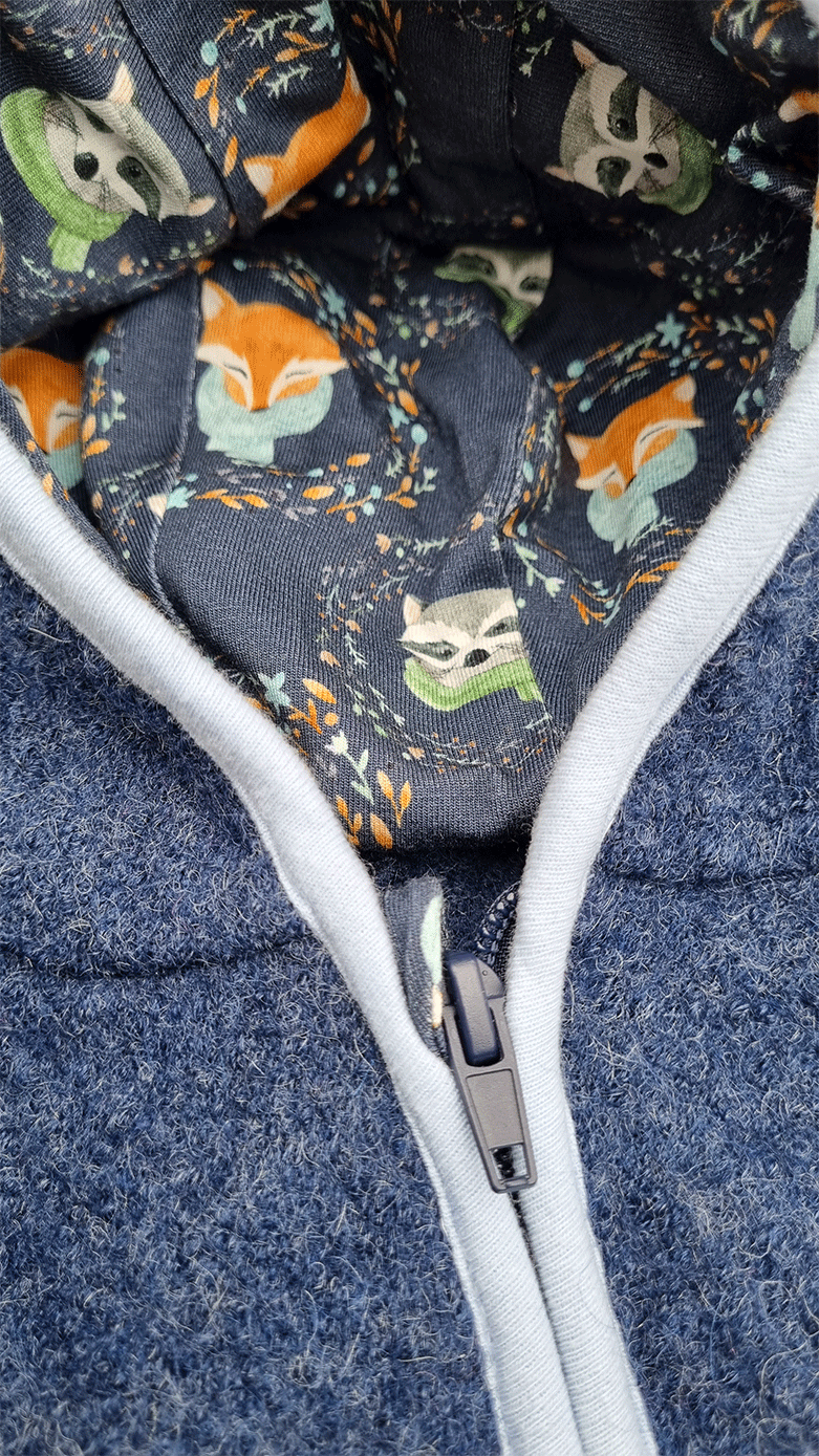 Kinderkleidung - Walkloden-Overall aus 100% Schurwolle in marine meliert