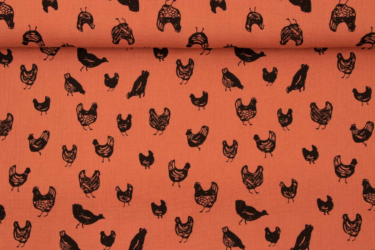Musselin orange mit Huhn/Hühner