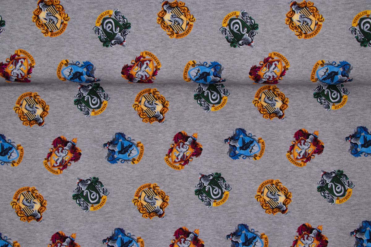 Harry Potter Lizenzstoff, Wappen Gryffindor Hufflepuff Ravenclaw Slytherin
