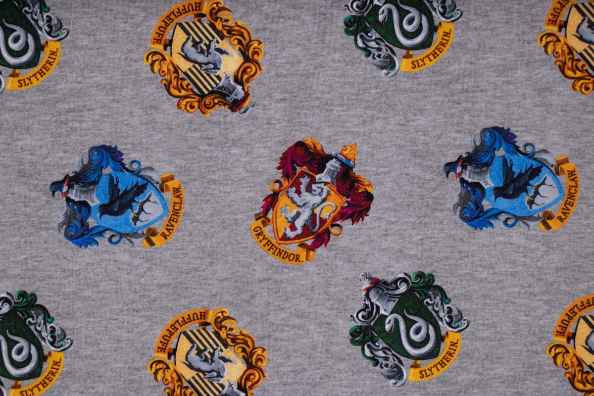 Harry Potter Lizenzstoff, Wappen Gryffindor Hufflepuff Ravenclaw Slytherin