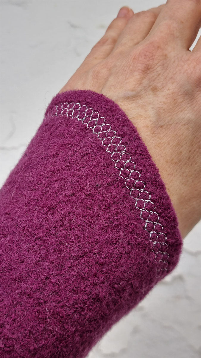 DIY-Material-Set für 2 Paare Walkloden Armstulpen, beere