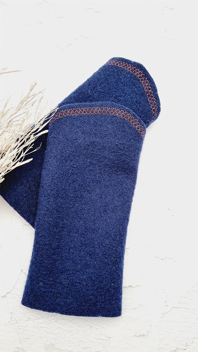 DIY-Material-Set für 2 Paare Walkloden Armstulpen, marine