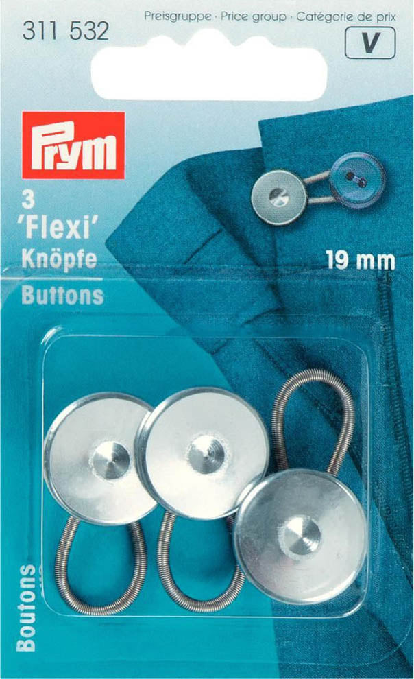 Prym 3 Flexi-Knöpfe mit Schlaufe 19 mm