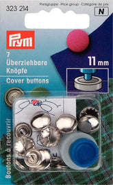 Prym 7 Überziehbare Knöpfe m. Werkzeug MS 11 mm silberfarbig