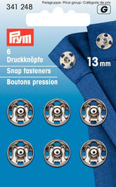 Prym 6 Annäh-Druckknöpfe MS 13 mm silberfarbig