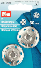 Prym 2 Annäh-Druckknöpfe MS 30 mm silberfarbig