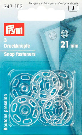 Prym 3 Annäh-Druckknöpfe KST 21 mm transparent