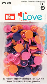 Prym Love 30 Druckknöpfe Color KST 12,4mm orange/pink/violett