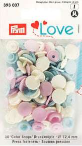 Prym Love 30 Druckknöpfe Color KST 12,4mm rosa/hellblau/perle