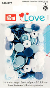 Prym Love 30 Druckknöpfe Color KST 12,4mm blau/weiß/hellblau