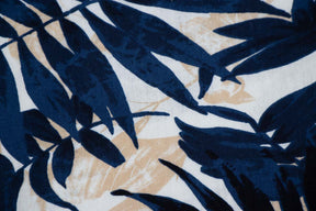 Leinen Viskose Palmenblätter Blau
