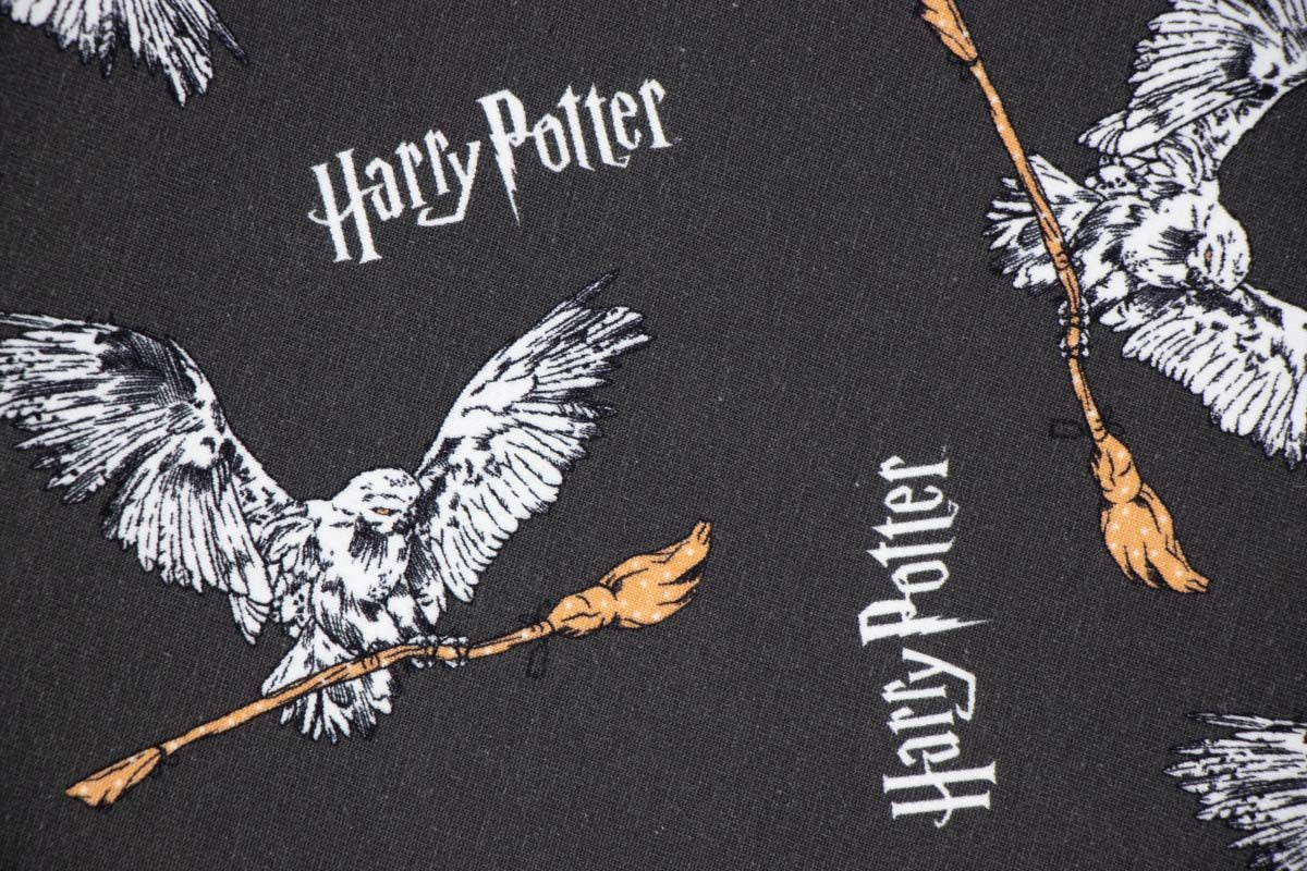 Harry Potter Lizenzstoff, Schriftzug & Hedwig Eule
